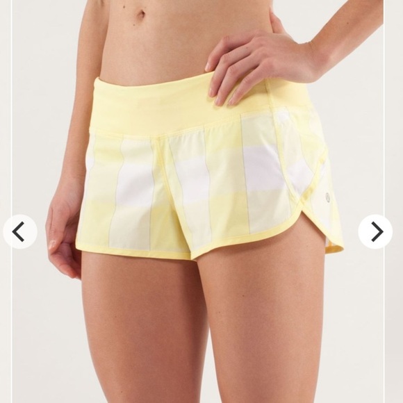 Lululemon Speed Shorts Yellow White Plaid Size 6 - Picture 2 of 11